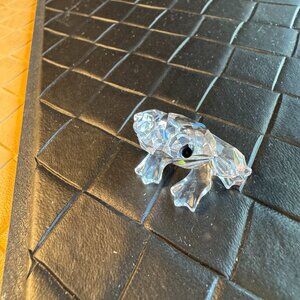 Swarovski Crystal Figurine Frog Black Eyes Multi Faceted 1 1/2" x 1"